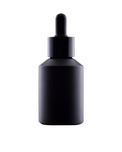 Skleněná lahvička KORAL mat černá 30ml  + černá pipeta    24/420 - 1