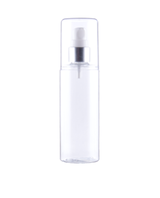 Plastová lahvička CRYSTAL 125ml transparent 20/410+pumpička bílo/stříbrná 20/410